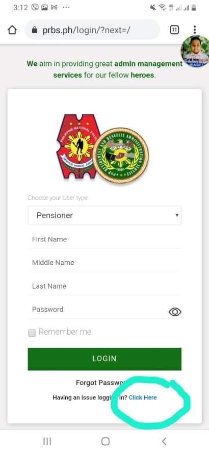 prbs ph login pensioner update online